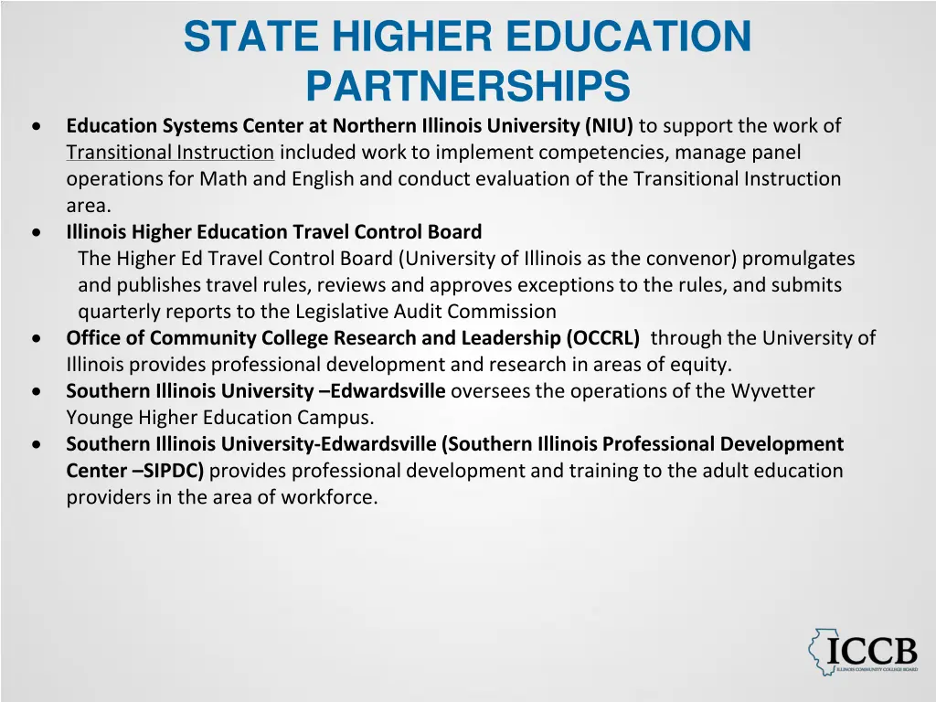 state higher education partnerships education