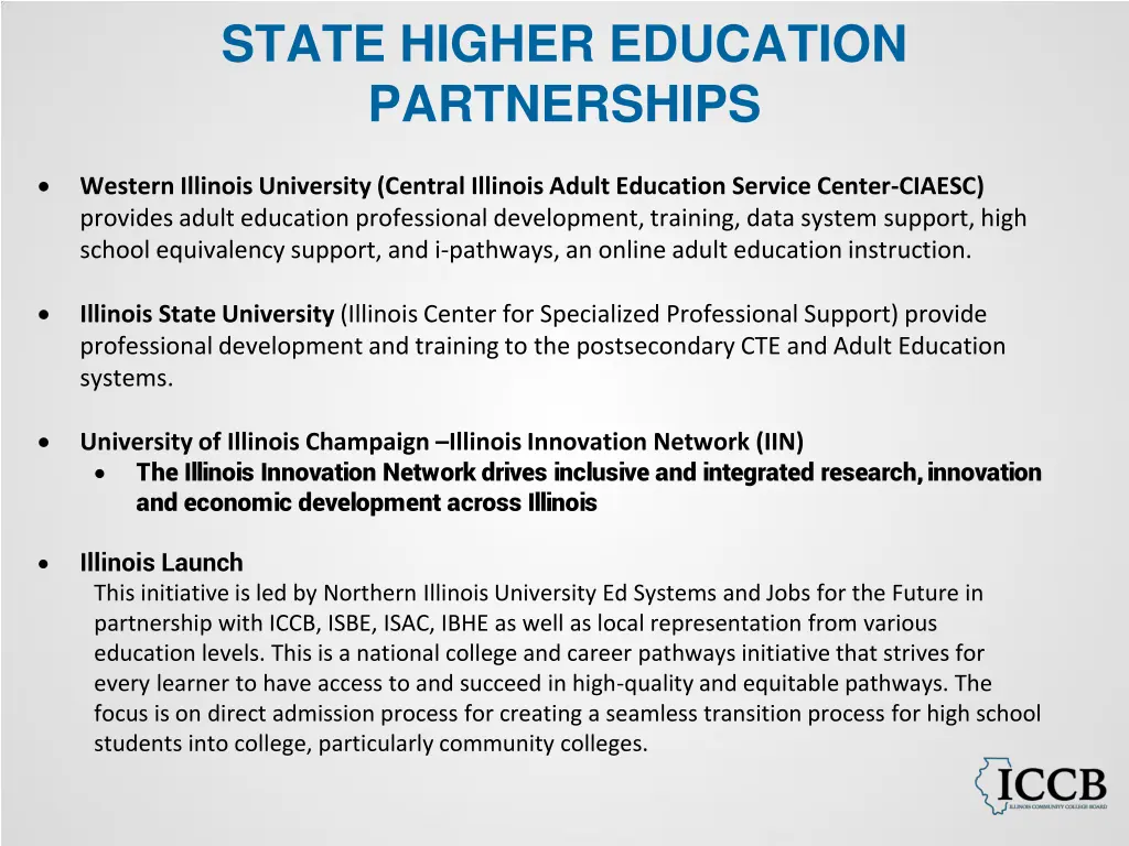 state higher education partnerships