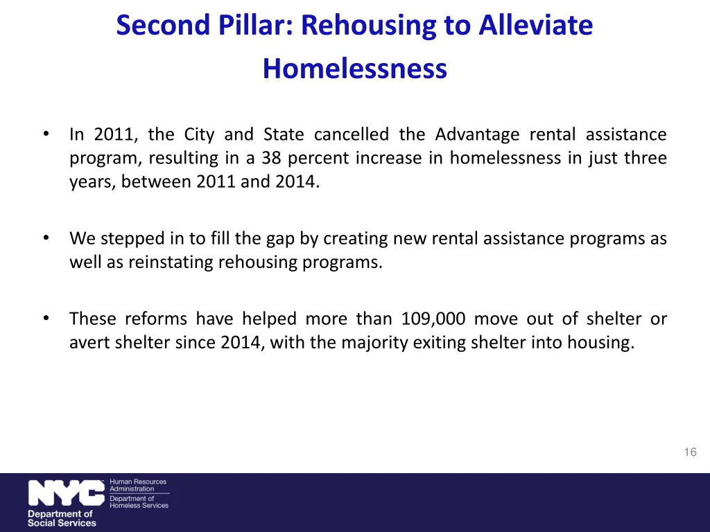 second pillar rehousing to alleviate homelessness