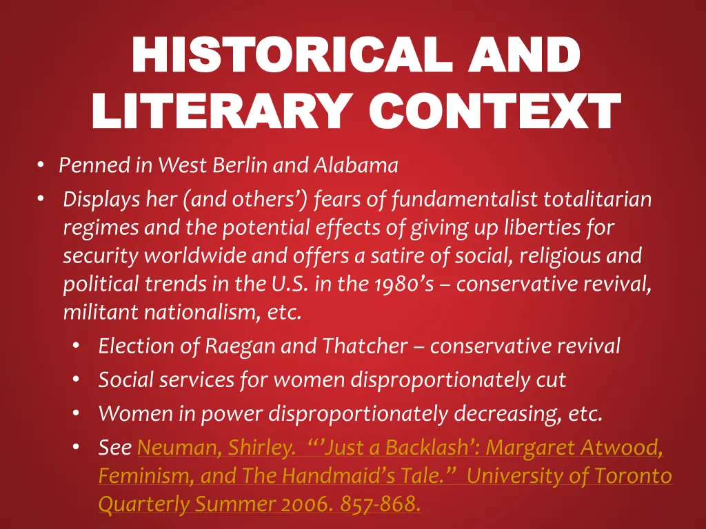historical and historical and literary context