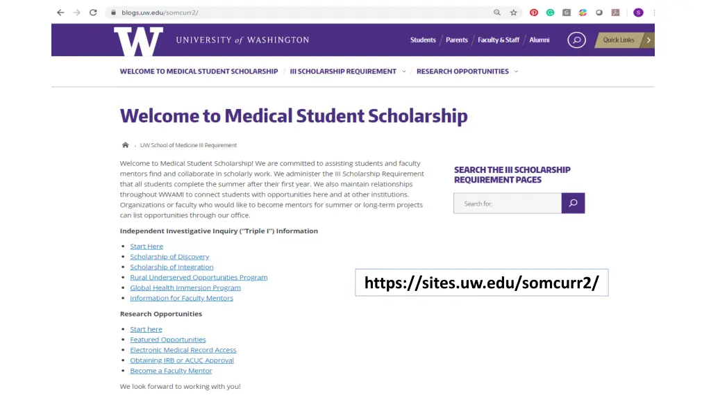 https sites uw edu somcurr2