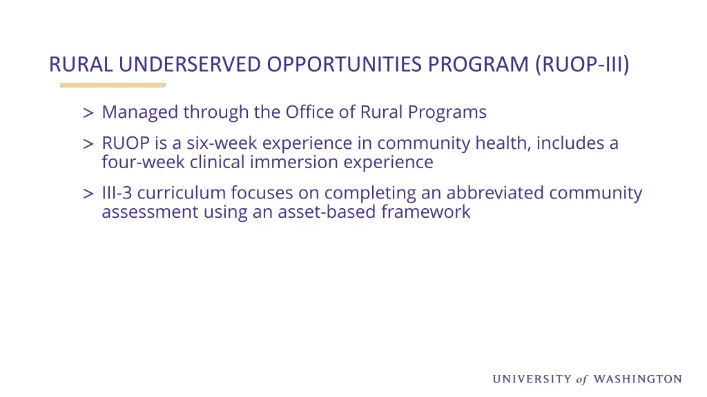 rural underserved opportunities program ruop iii