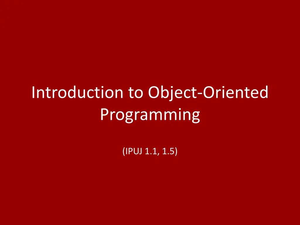 introduction to object oriented programming