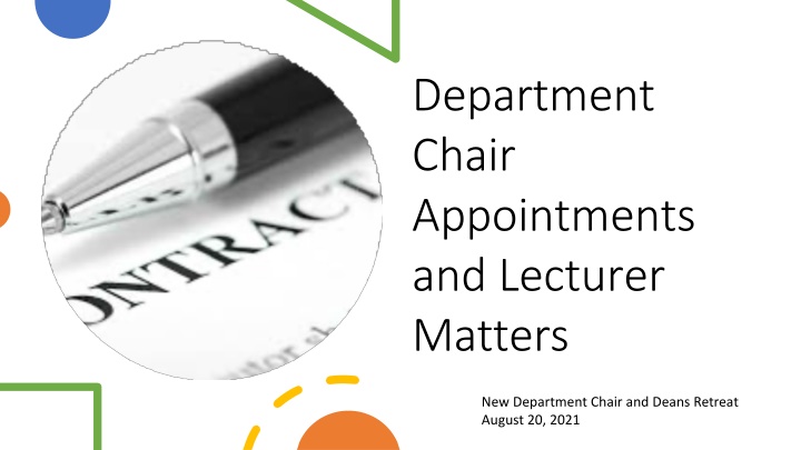 department chair appointments and lecturer matters