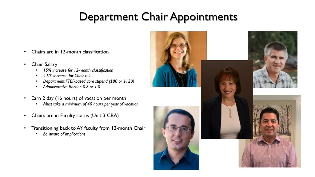 department chair appointments