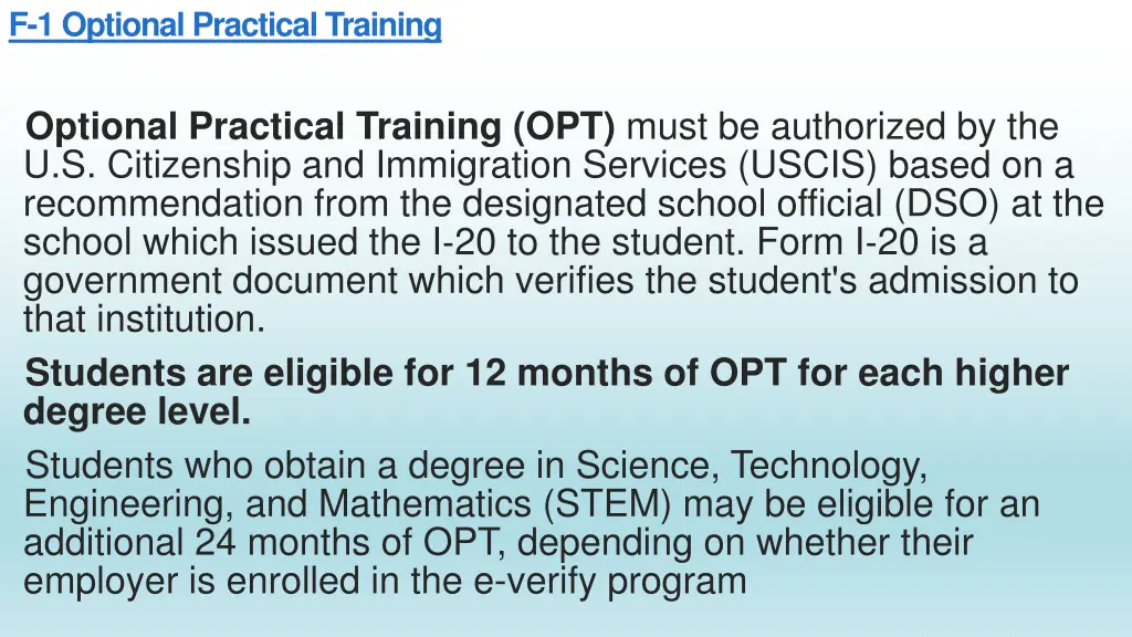 f 1 optional practical training