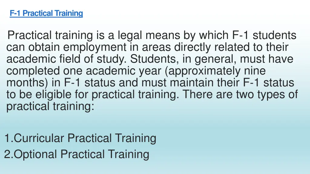 f 1 practical training