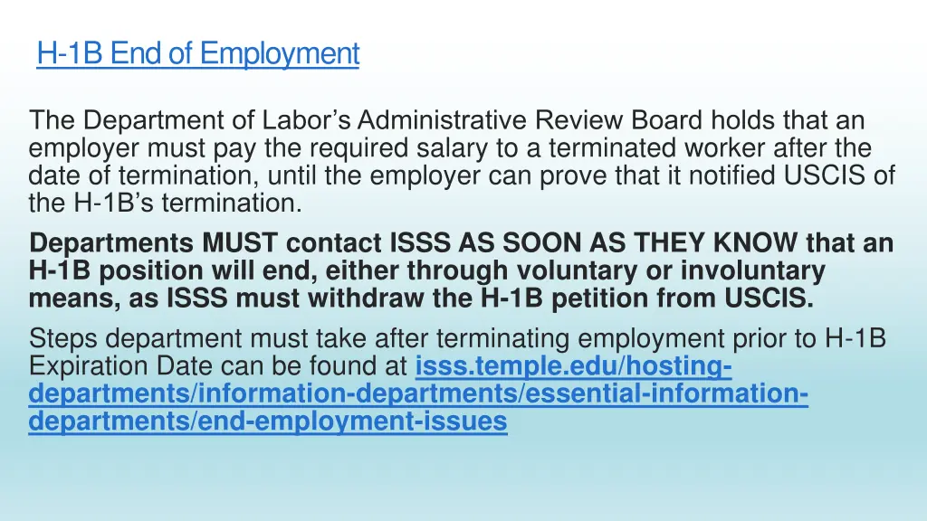 h 1b end of employment