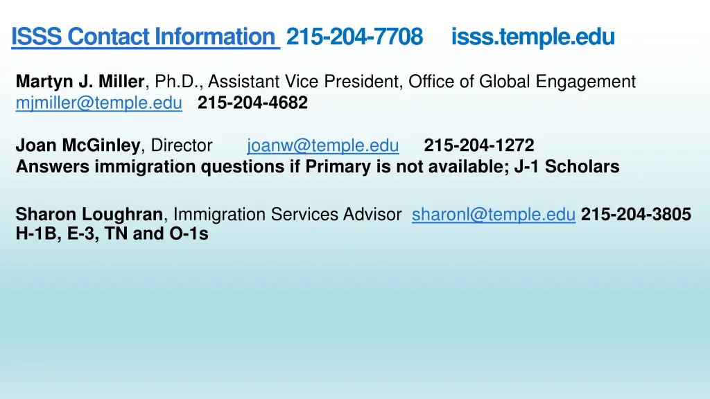 isss contact information 215 204 7708 isss temple