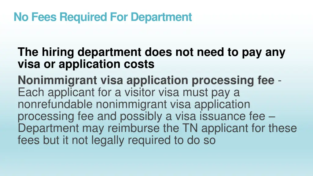 no fees required for department