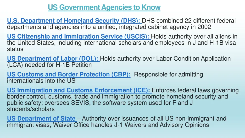 us government agencies to know