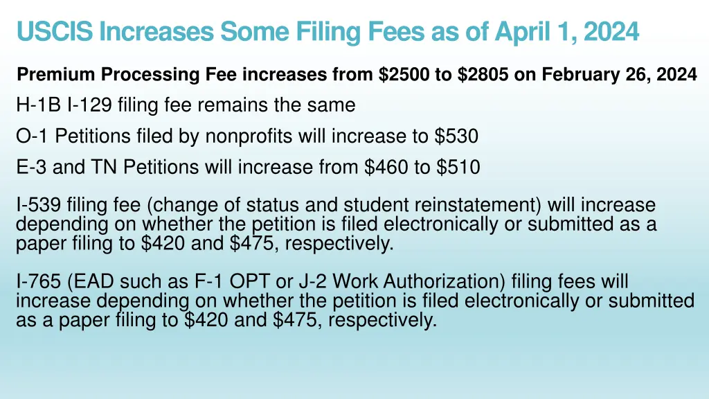 uscis increases some filing fees as of april