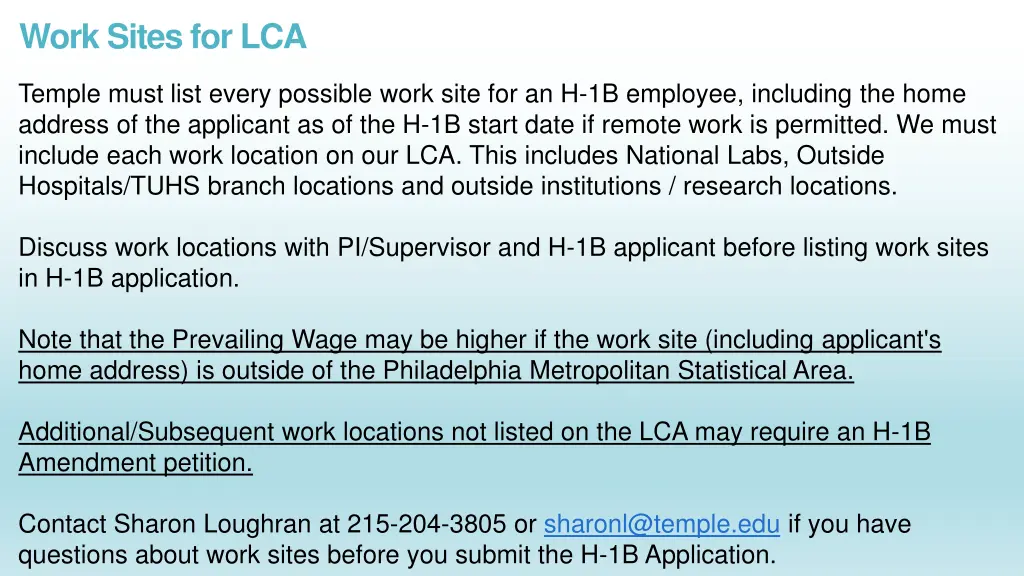 work sites for lca