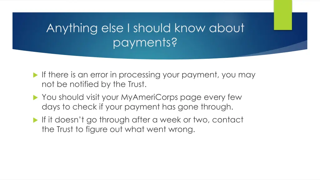 anything else i should know about payments