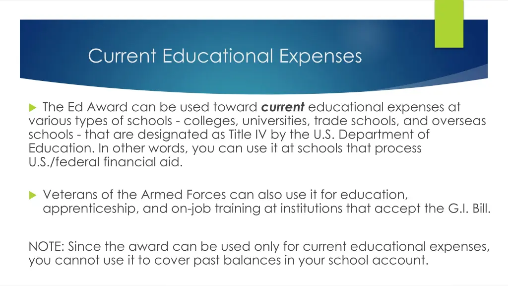current educational expenses