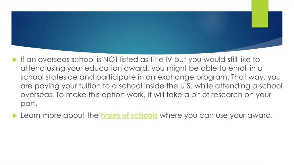 if an overseas school is not listed as title