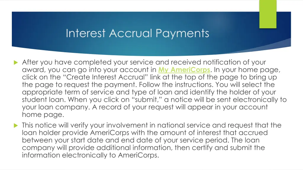 interest accrual payments