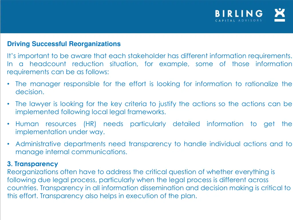 driving successful reorganizations 2