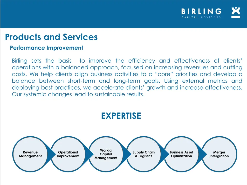 products and services performance improvement