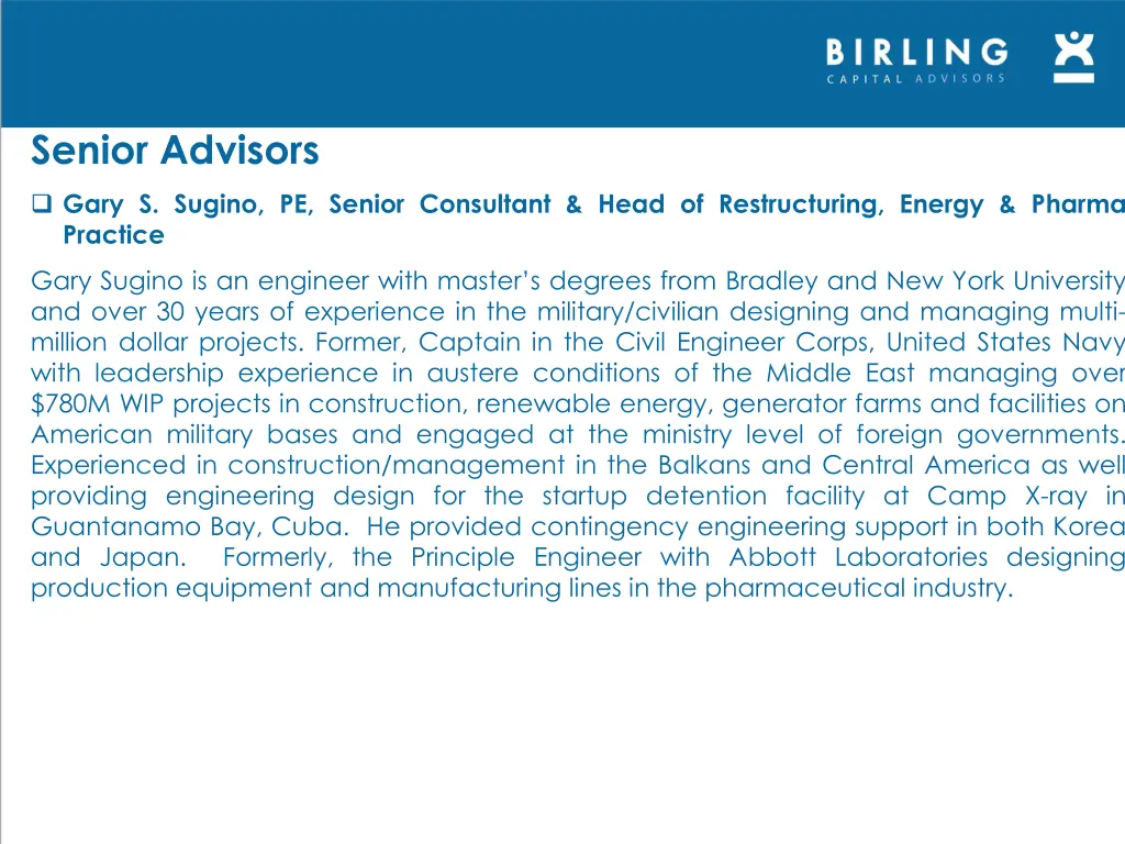 senior advisors