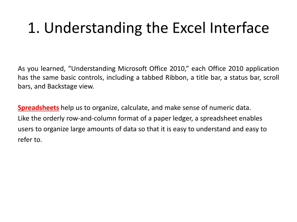 1 understanding the excel interface