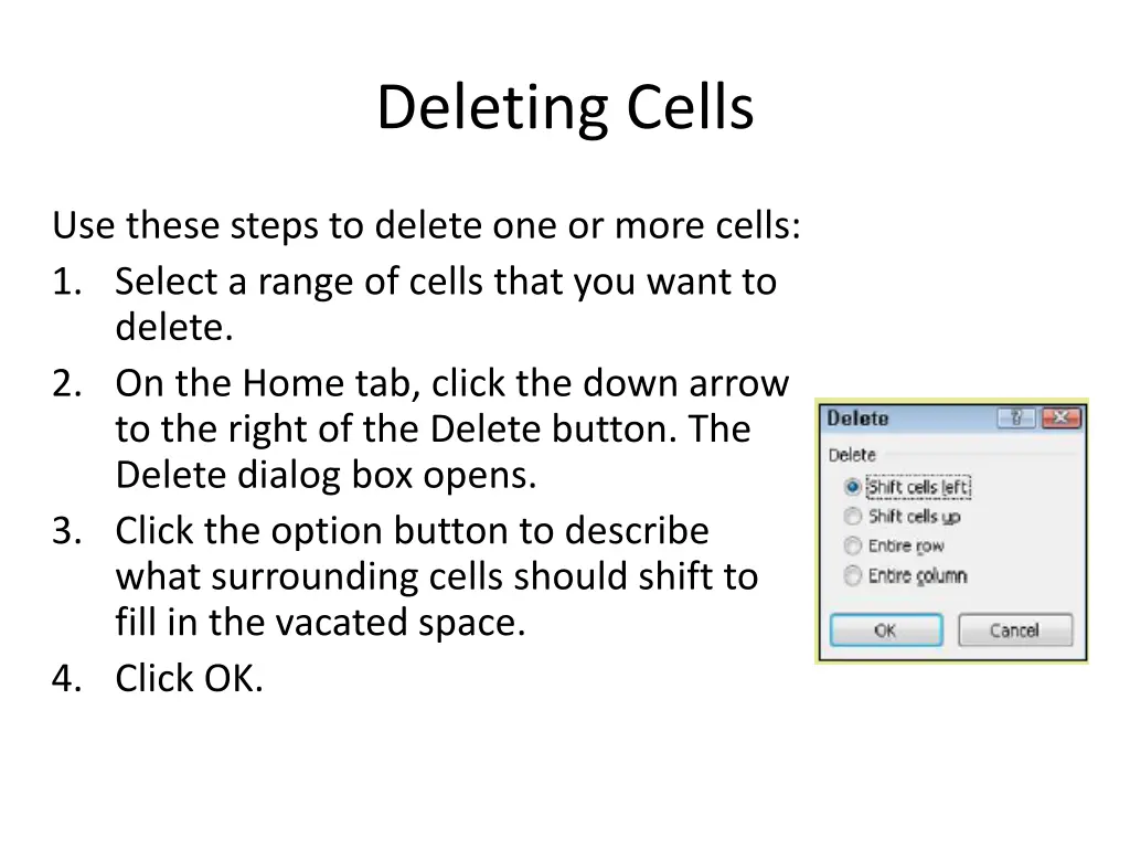 deleting cells