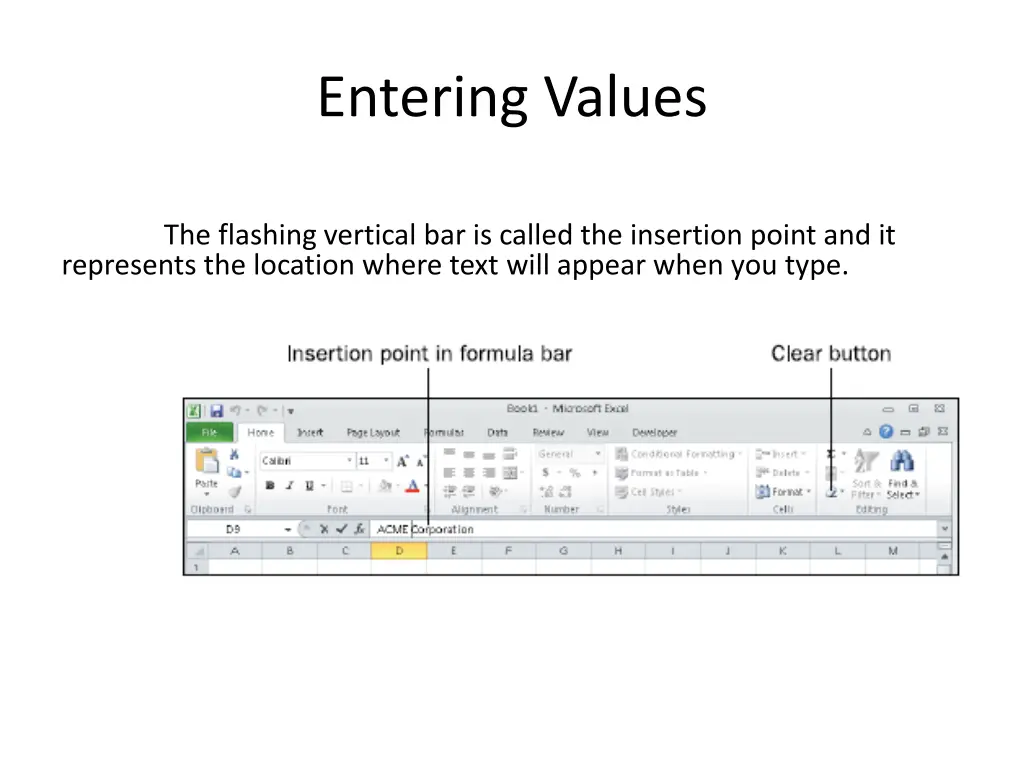 entering values