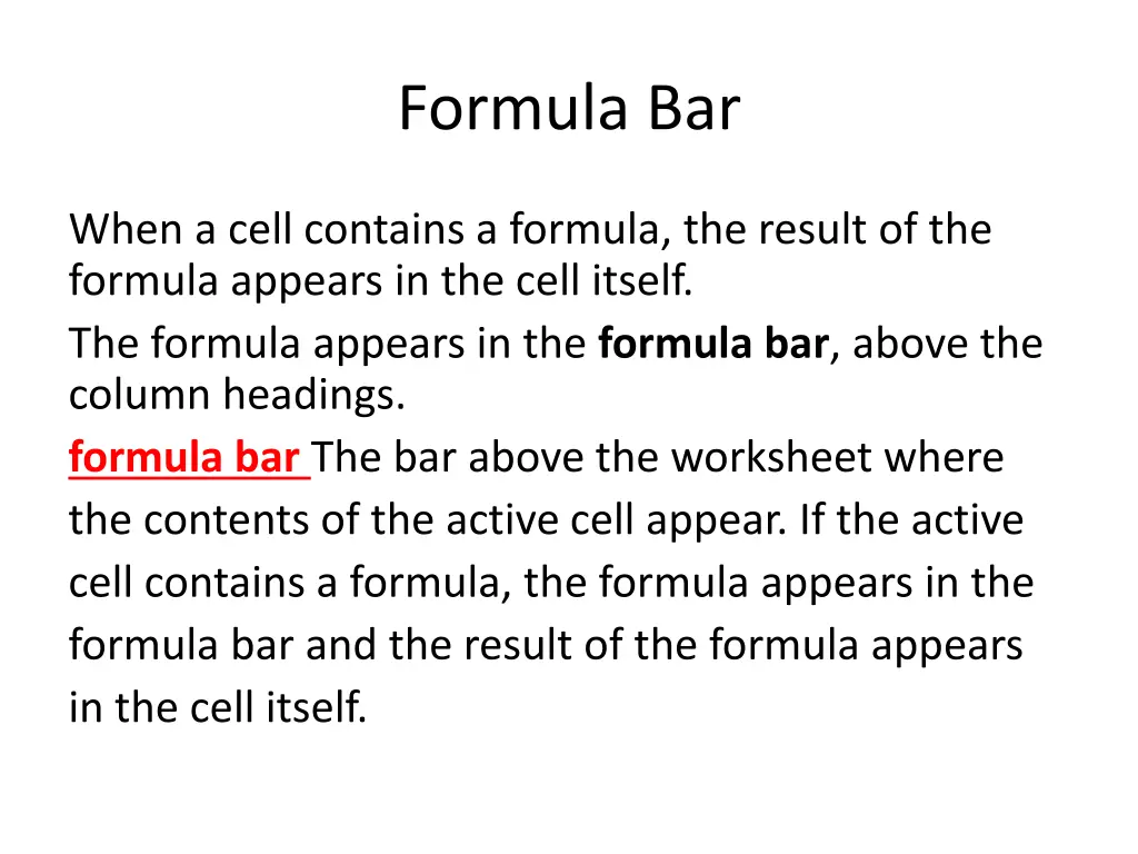 formula bar