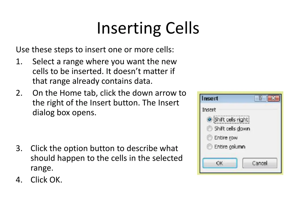 inserting cells