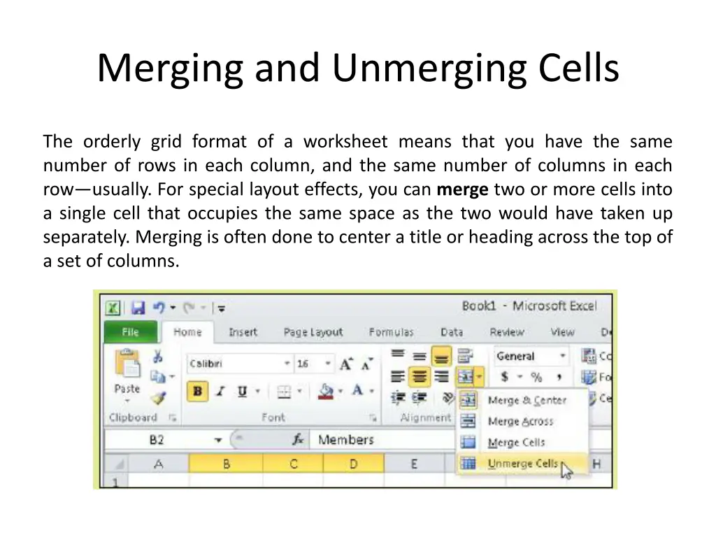 merging and unmerging cells