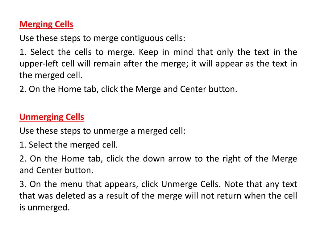 merging cells use these steps to merge contiguous