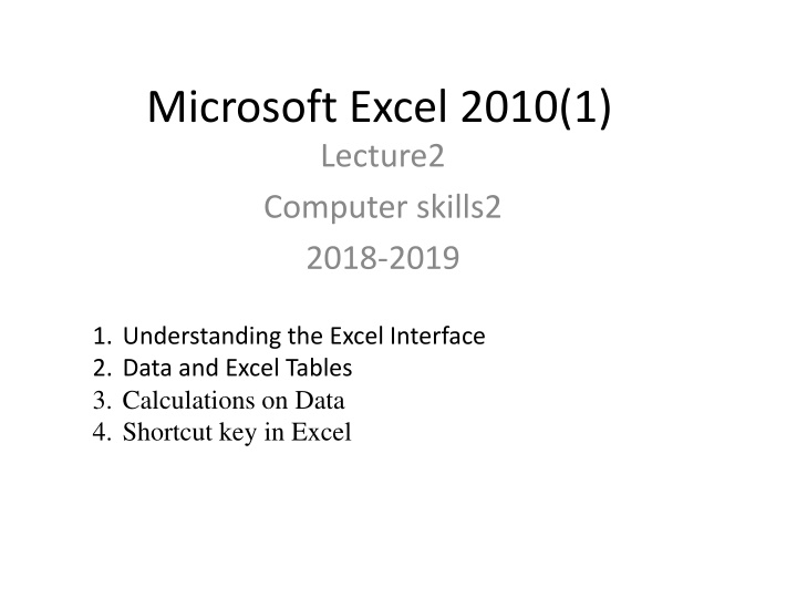 microsoft excel 2010 1 lecture2 computer skills2
