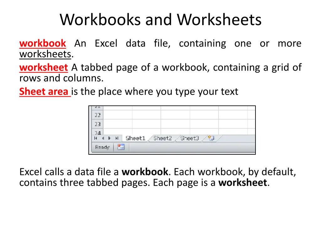 workbooks and worksheets