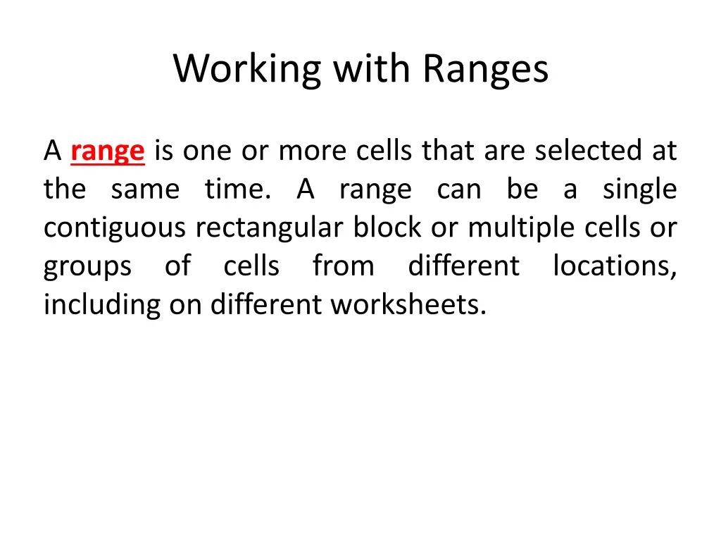 working with ranges