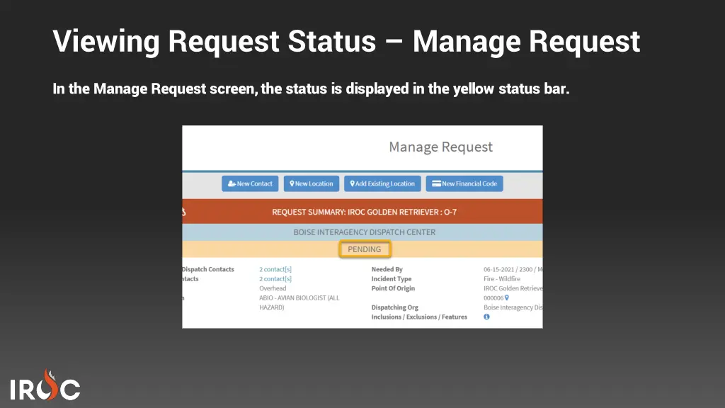 viewing request status manage request