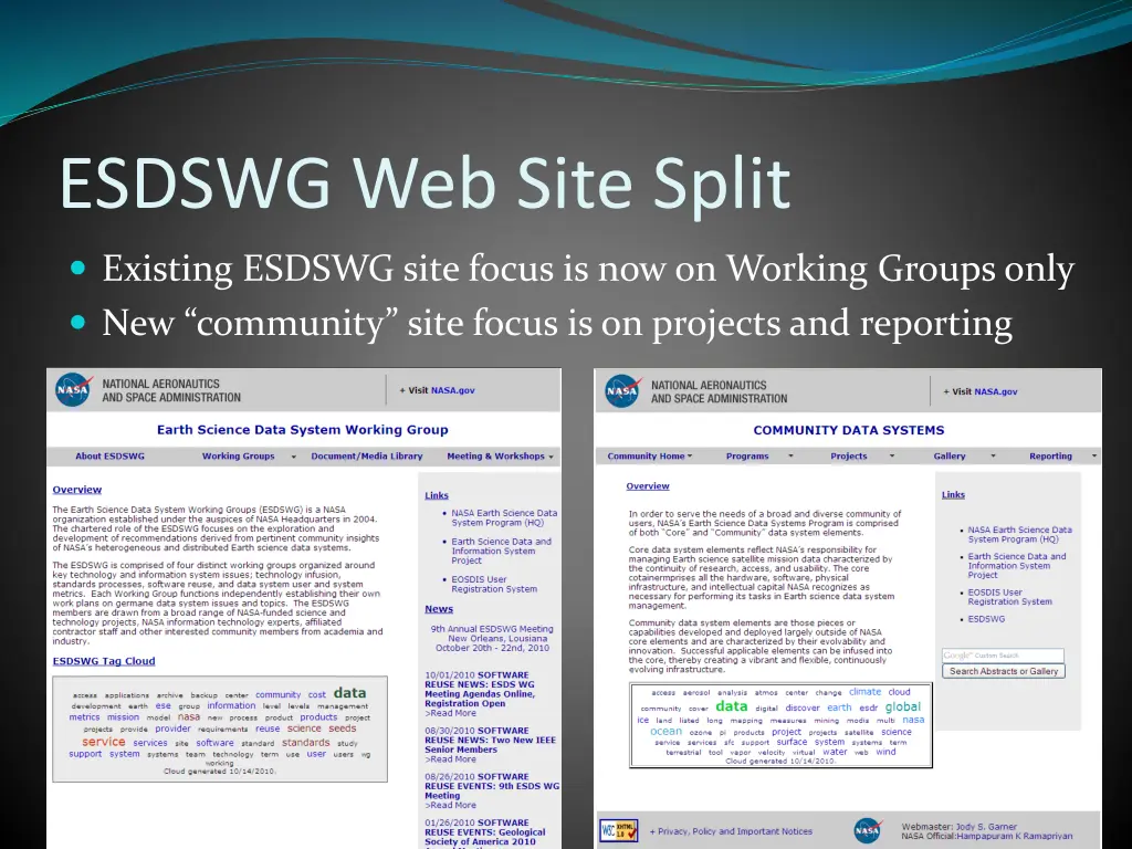 esdswg web site split