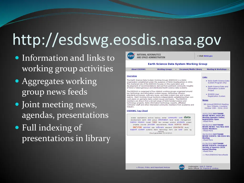 http esdswg eosdis nasa gov