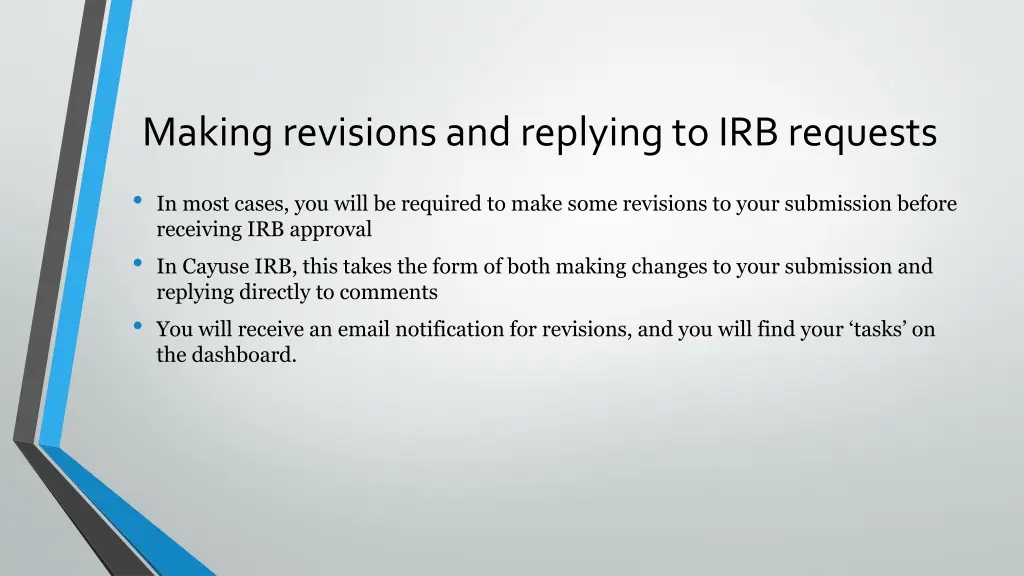 making revisions and replying to irb requests