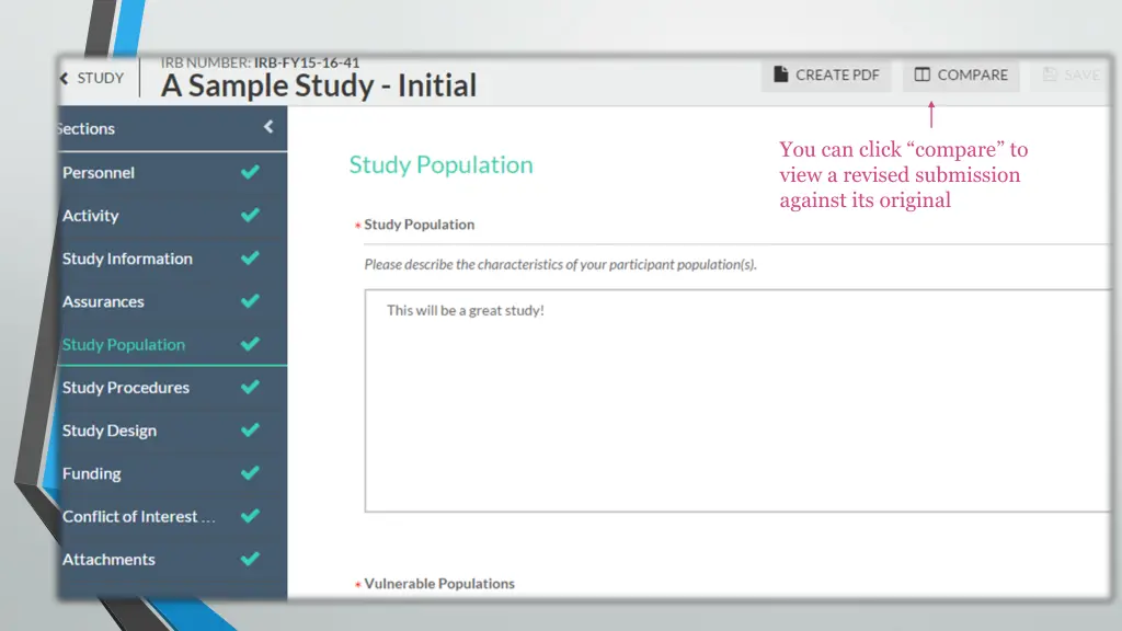 you can click compare to view a revised