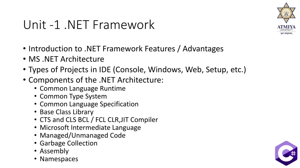 unit 1 net framework