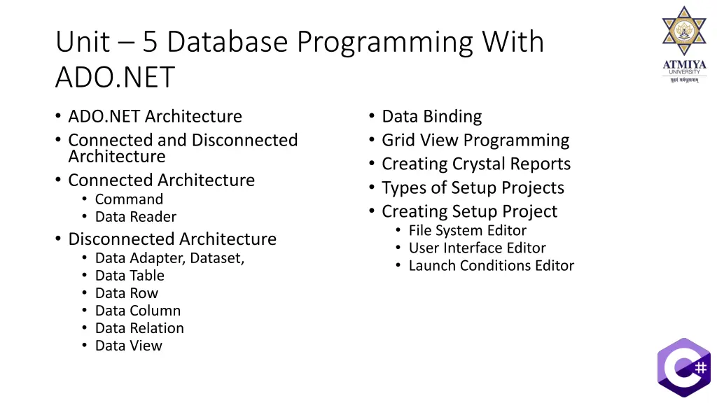 unit 5 database programming with