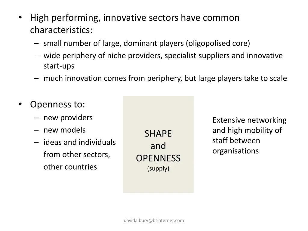 high performing innovative sectors have common