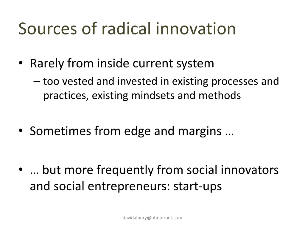sources of radical innovation