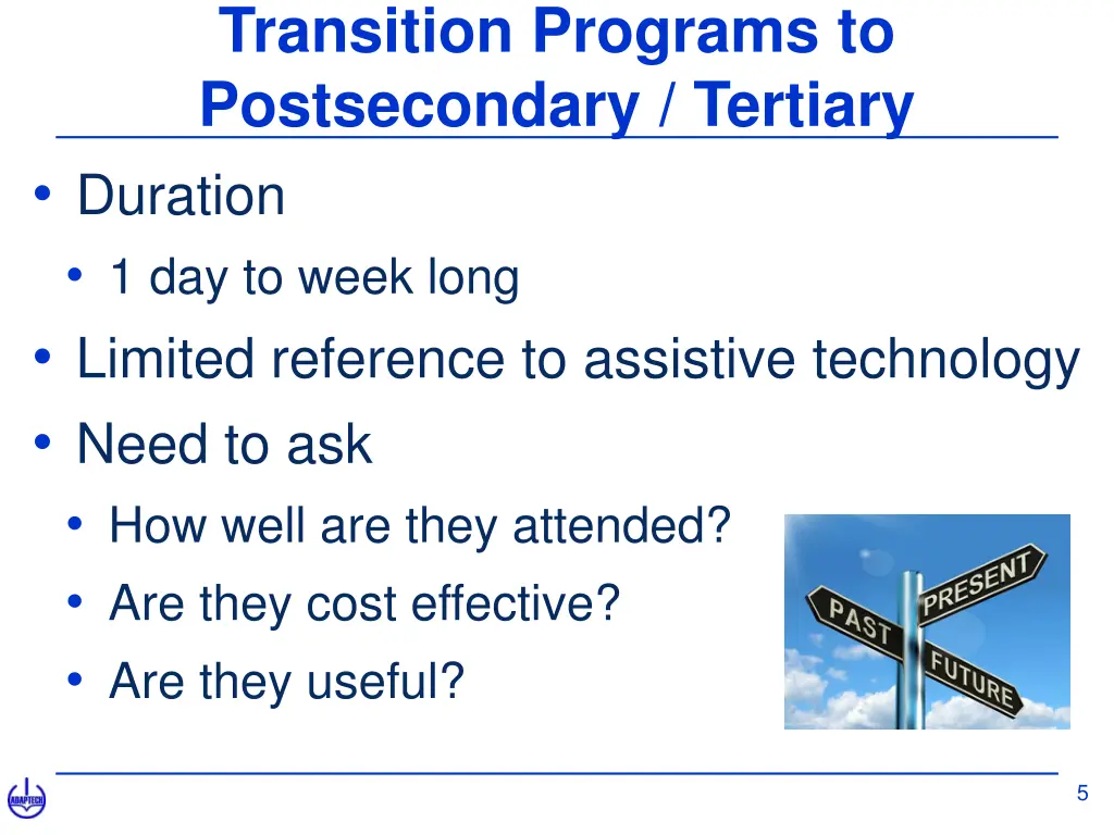 transition programs to postsecondary tertiary