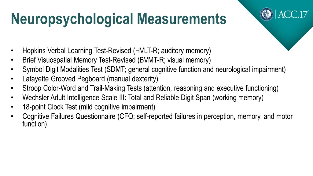 neuropsychological measurements
