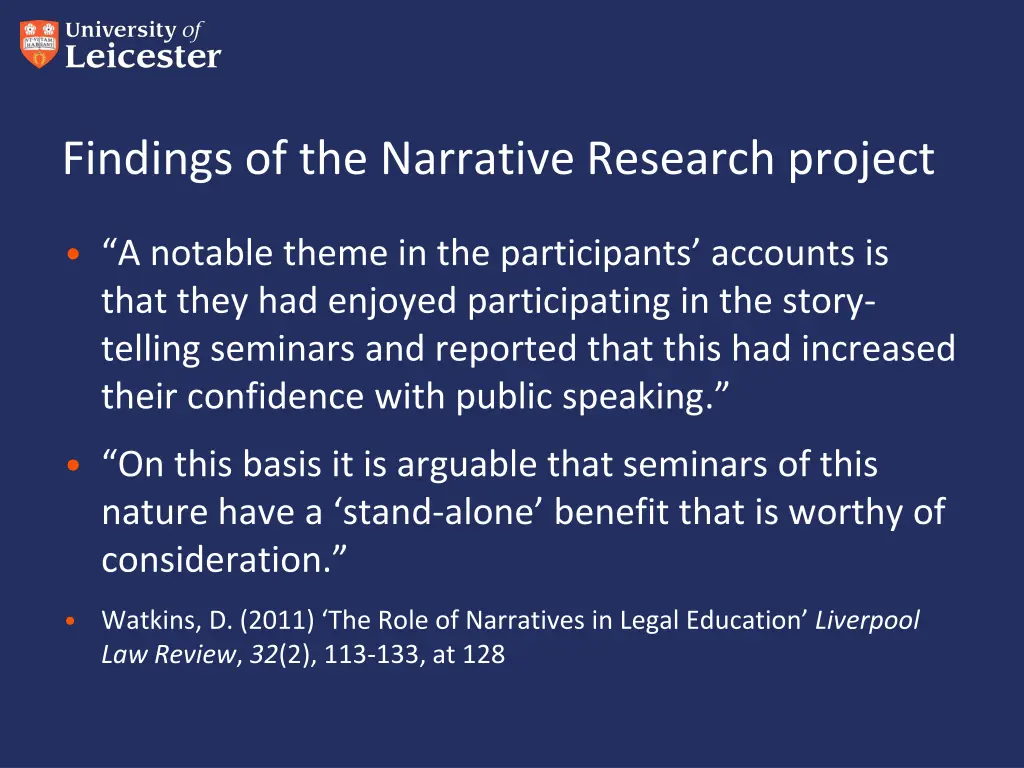 findings of the narrative research project