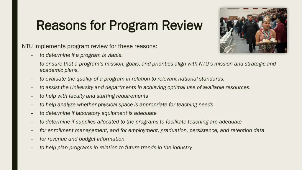 reasons for program reasons for program review