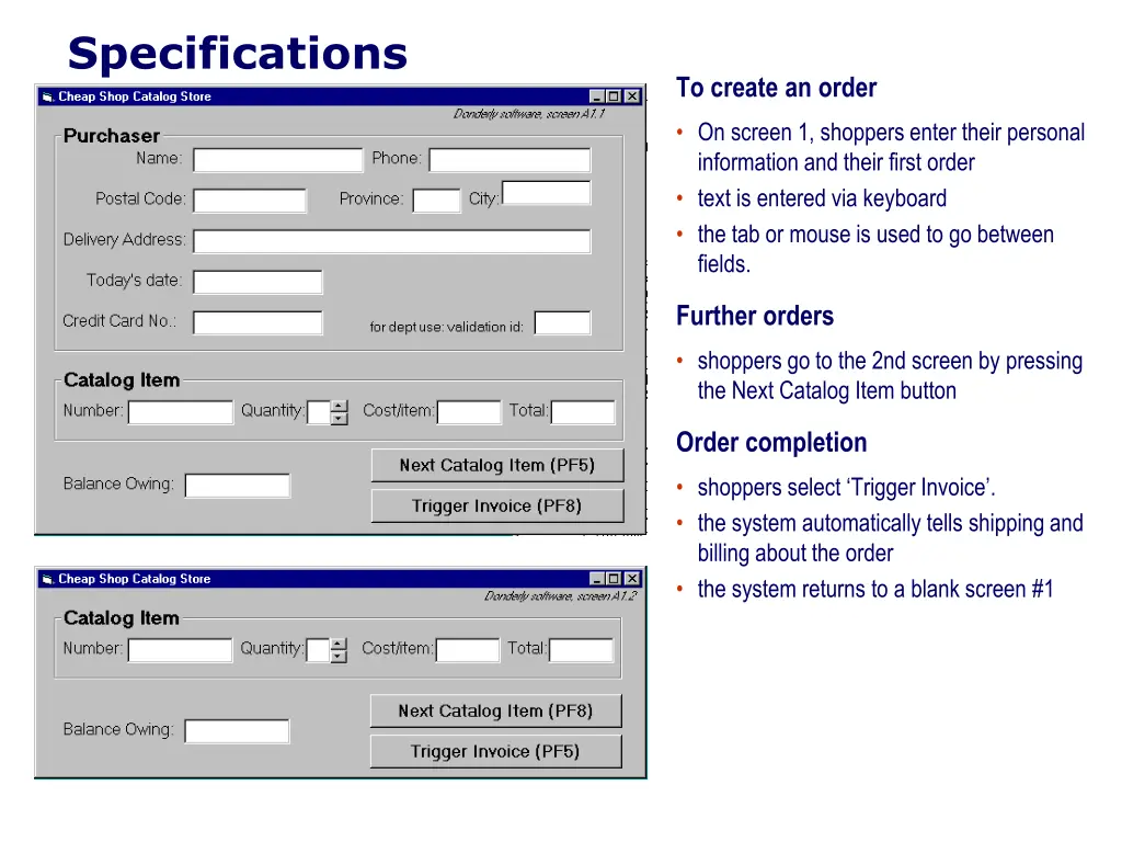 specifications