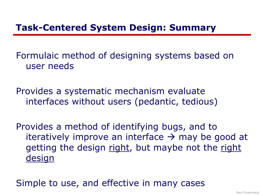 task centered system design summary