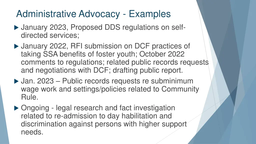 administrative advocacy examples